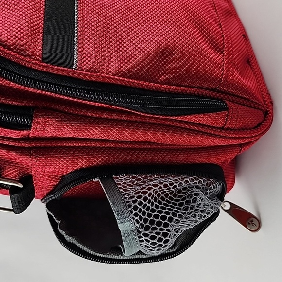 Ricardo Crossbody Bag Red Black Multi  Compartments Adjustable Strap 10" x 9" - Picture 9 of 14